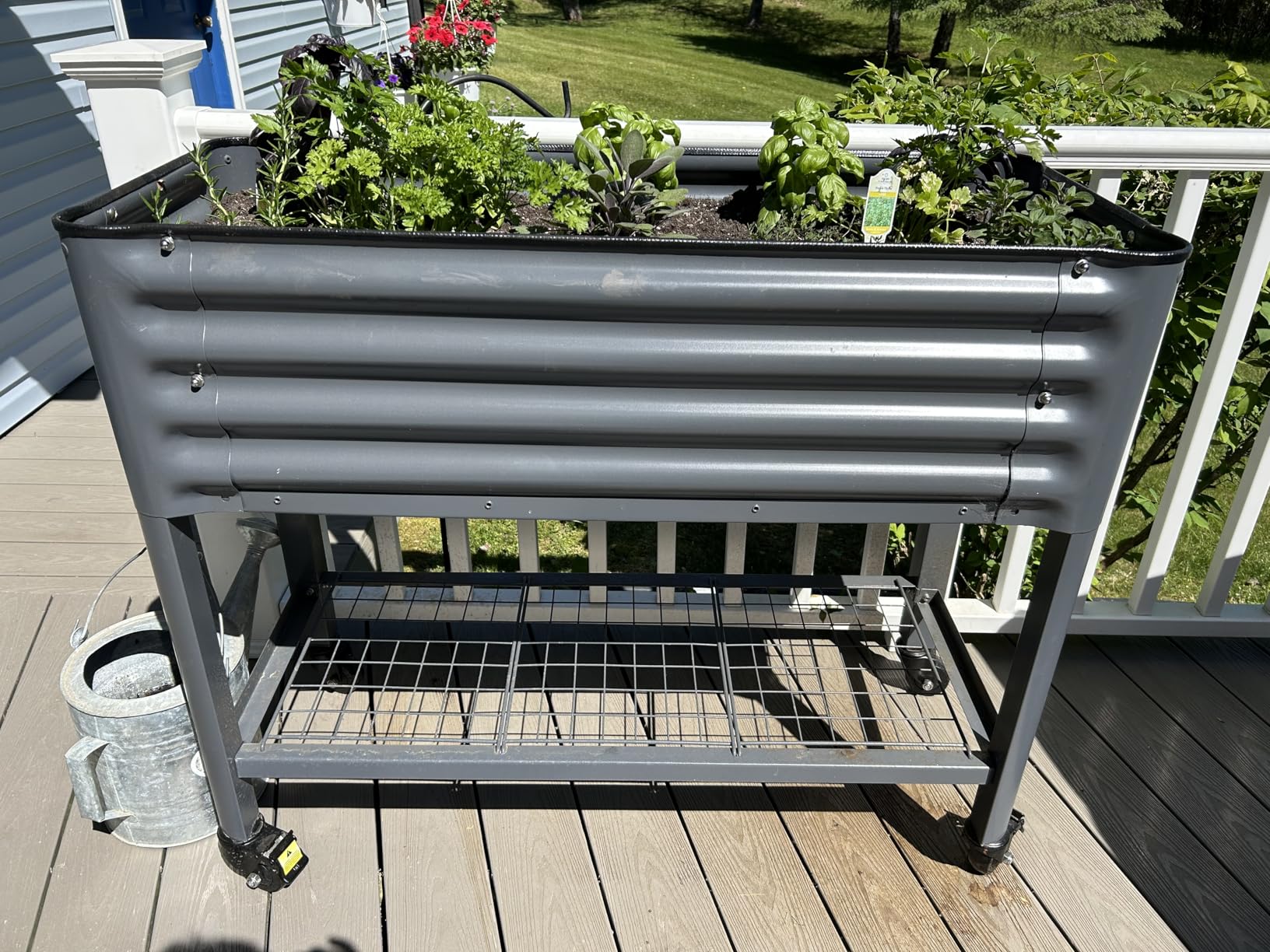 Rolling Elevated Raised Garden Bed - Slim Series, 1.5' x 3.5' Outdoor Planters Boxes with Legs & Storage Rack for Patio, 500 Lbs Weight Capacity, Raised Beds for Gardening Herbs Flowers, Olive Green customer photo 1