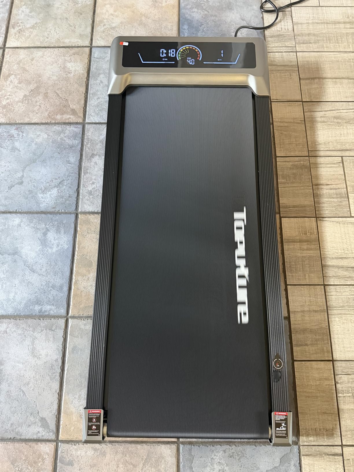 TOPUTURE Walking Pad with 10% Incline, 3.0HP Brushless Quiet Under Desk Treadmill, Portable Treadmills for Home/Office, Running Machine 300 lbs Capacity with RGB LED Screen, Remote Control/App Control customer photo 2
