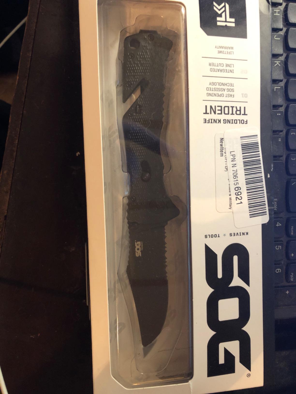 SOG Trident Folding Knife, Black TiNi Blade | Zytel Handle, ComboEdge customer photo 1