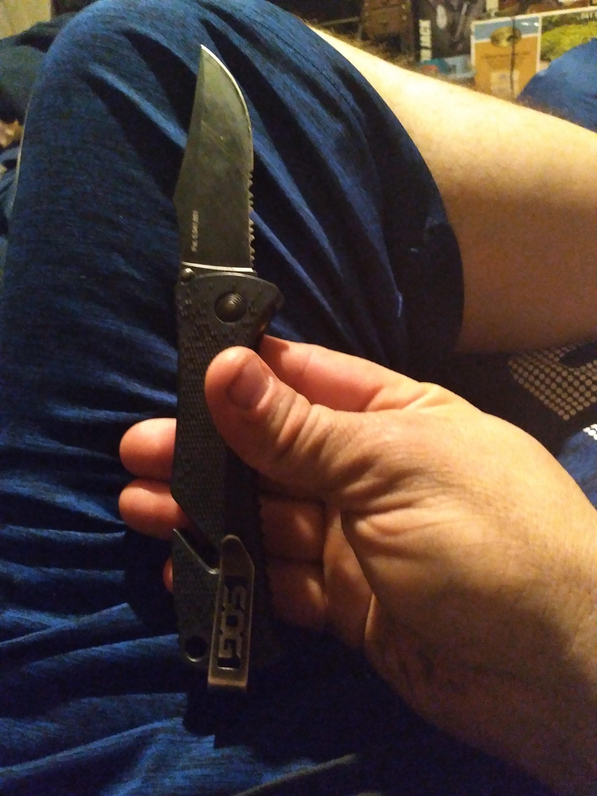 SOG Trident Folding Knife, Black TiNi Blade | Zytel Handle, ComboEdge customer photo 2