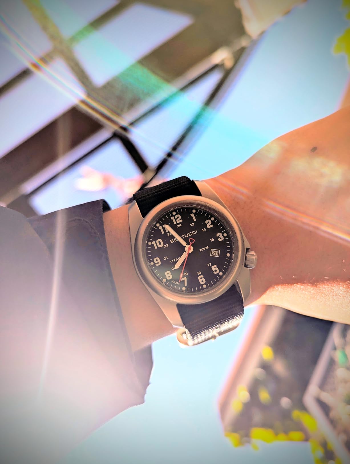 BERTUCCI 40 mm Titanium Field Watch - A-2T Original Classic - Black Dial, Black Nylon Band 12022 customer photo 2