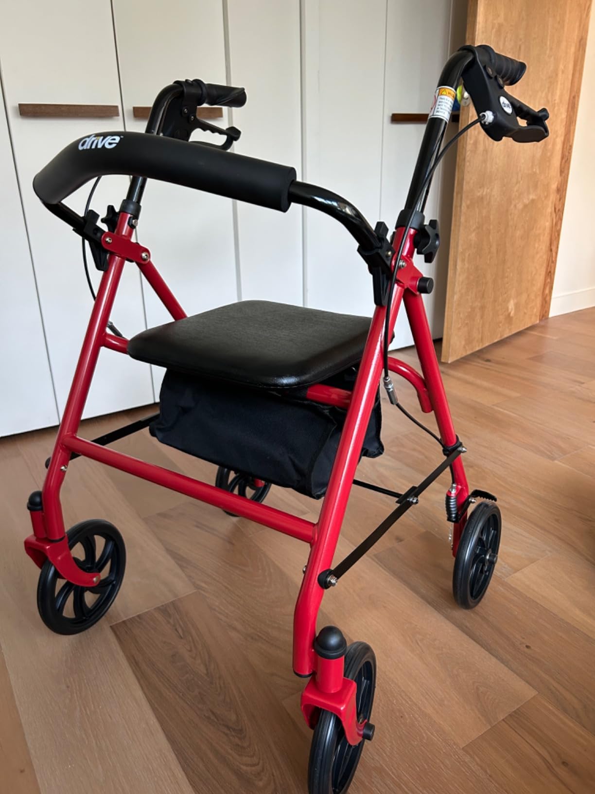 Drive Medical Rollator Walker with Seat, 7.5 Inch Wheels, Red | Rollator Walker Offers Stable, Height Adjustable Mobility Support with Durable Steel Frame and Wheels customer photo 2