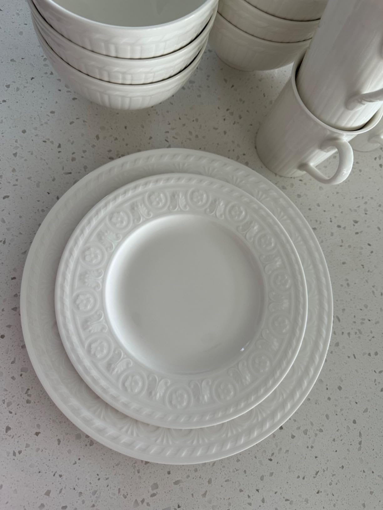 Villeroy & Boch Cellini 24 Piece Dinnerware Set, White | Premium porcelain dinnerware set, made in Germany, dishwasher and microwave safe, brings classic elegance to a table for six customer photo 1