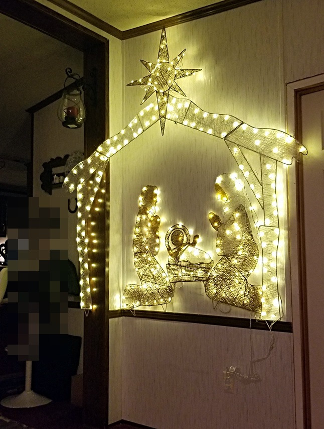 National Tree Company Pre-lit Artificial Christmas Decor - Includes Pre-strung White Mini White Lights and Ground Stakes - Crystal Holy Family Nativity - 6 ft customer photo 1