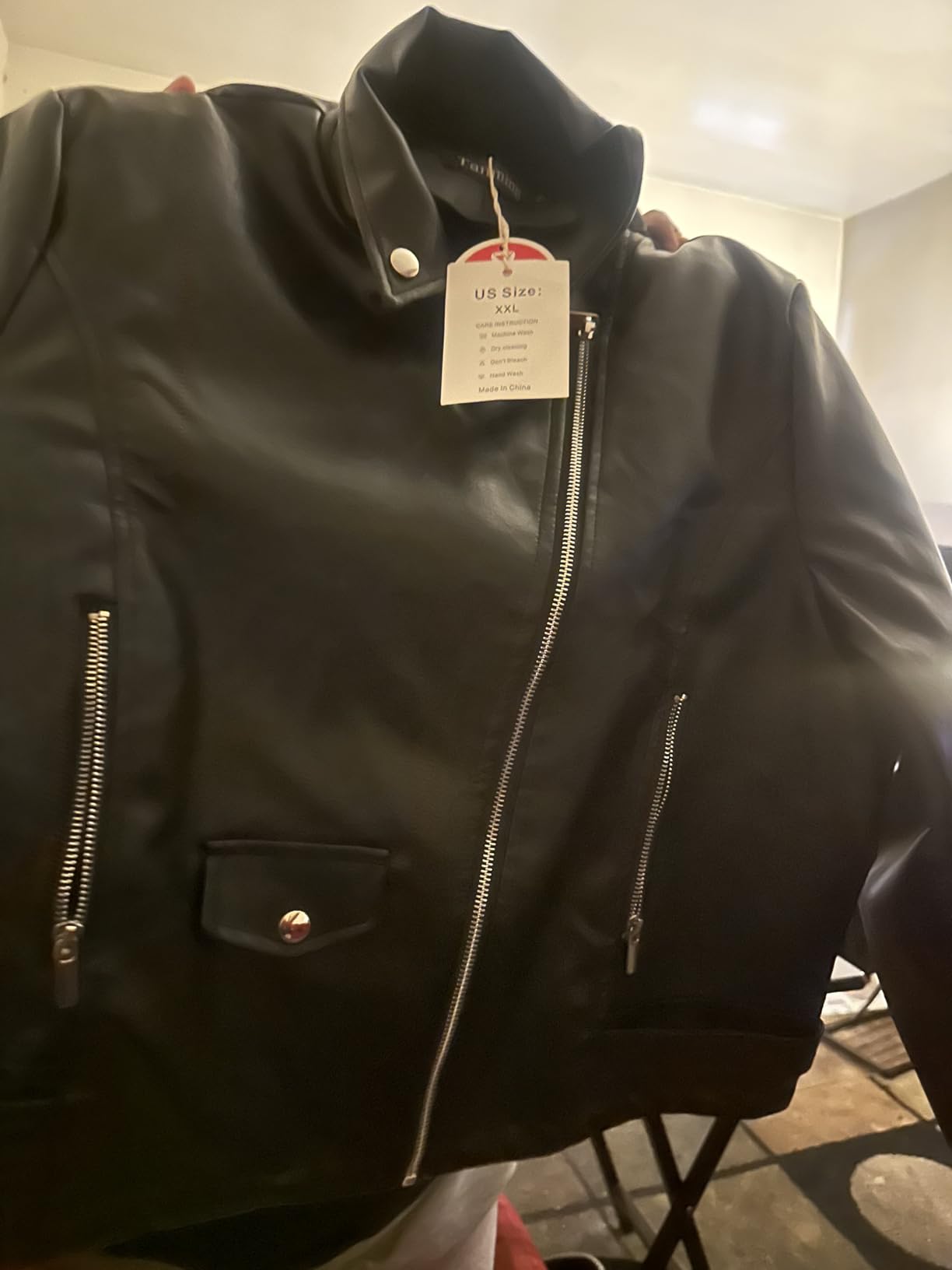 Women's Faux Leather Moto Biker Short Coat Jacket customer photo 1