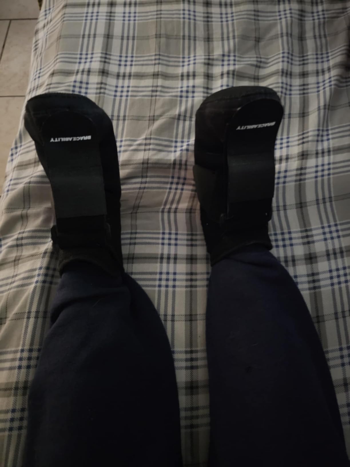 BraceAbility Plantar Fasciitis Night Splint Sock - Plantar Fascia Boot for Sleeping, Achilles Tendonitis Relief, Foot Drop, Heel Pain - Planter Facetious Brace for Women and Men - Black (S) customer photo 2