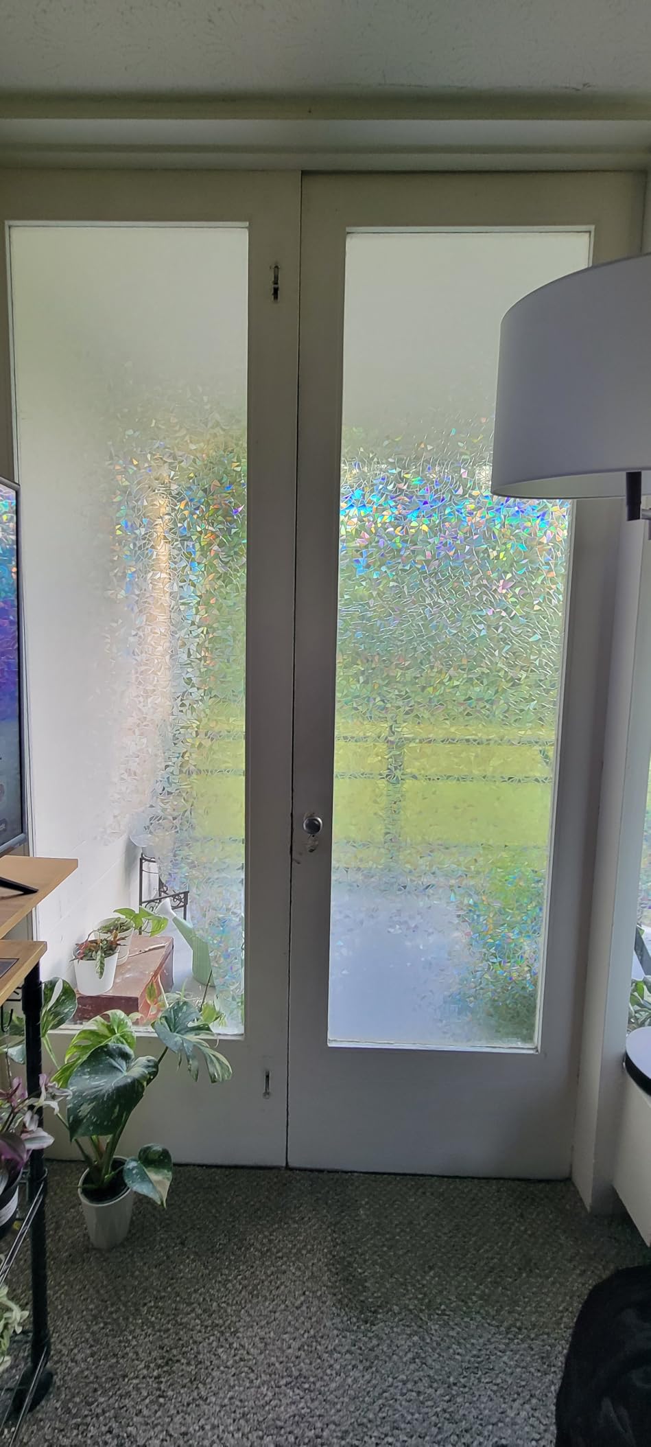 rabbitgoo Window Privacy Film Rainbow Film Decorative Window Sticker, 3D Static Stained Glass Cling Tint for Home Heat Control Non-Adhesive, 17.5 x 78.7 inches customer photo 1