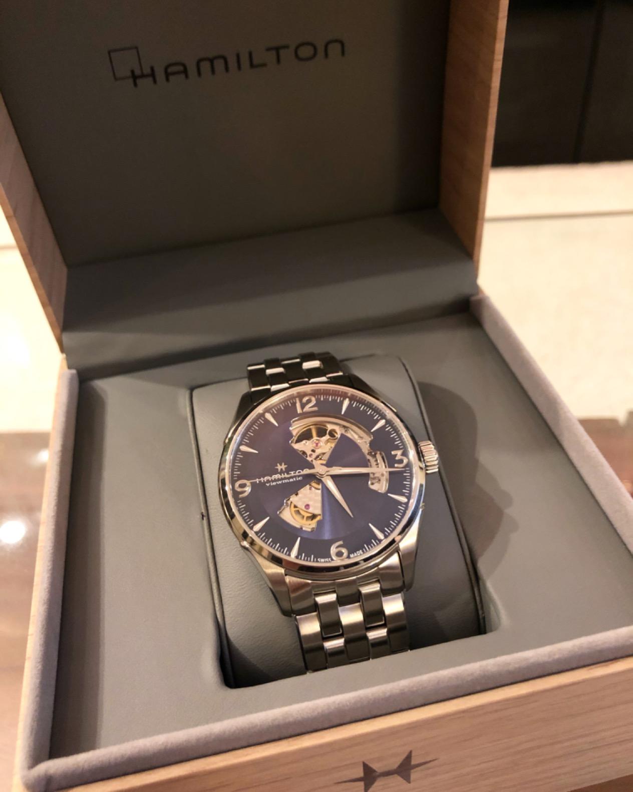 Hamilton Jazzmaster Open Heart Automatic Men's Watch, 42mm Stainless Steel Case, Swiss Made, Blue Dial Analog Wrist Watch, 50m Waterproof, Sapphire Crystal, 3-Hand Movement, Stainless Steel Strap customer photo 1