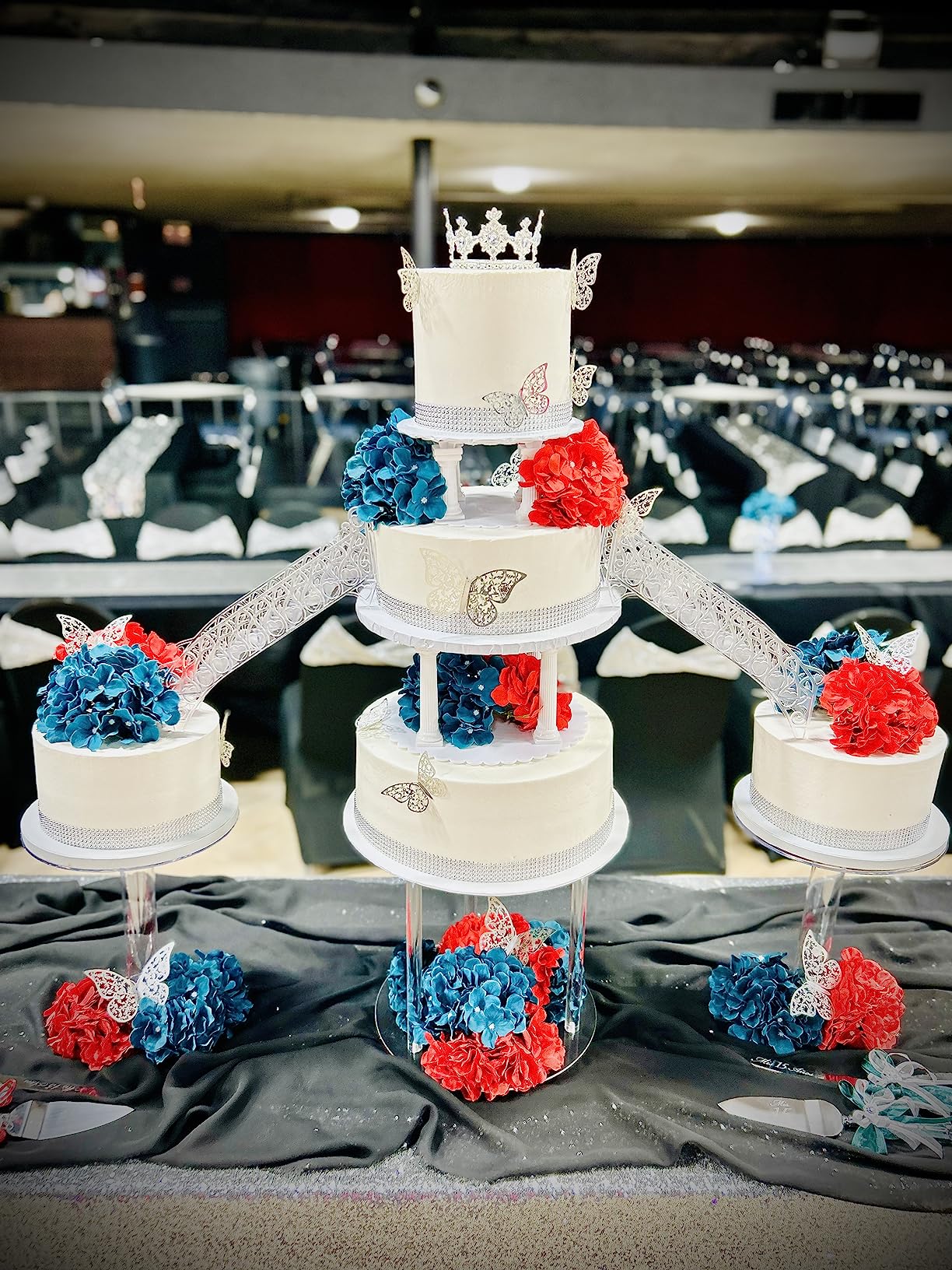 Jusalpha 3 Tier Large Acrylic Glass Round Wedding Cake Stand, Food Display Stand, Cupcake Stand, Dessert Display Platter WCS02 customer photo 2