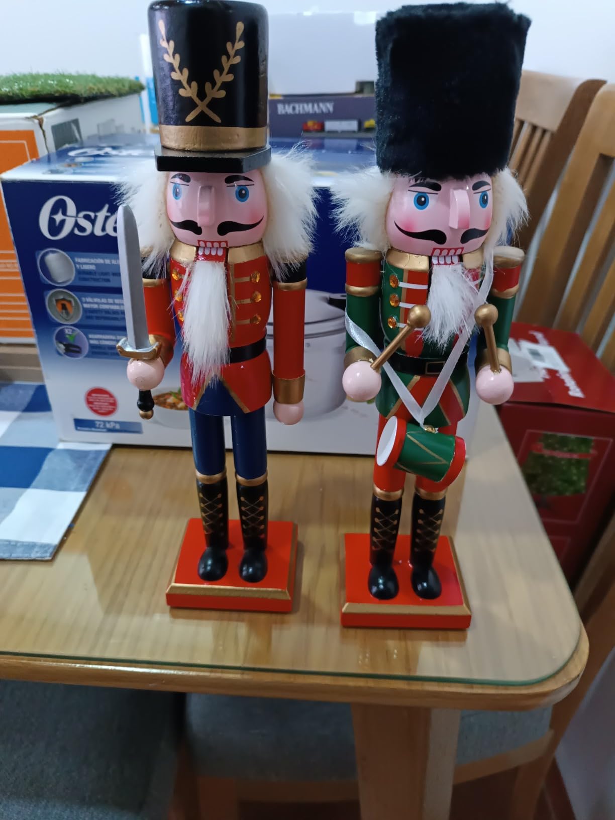 Wooden Nutcracker Ornaments Christmas Decoration Figures Puppet Home Decor (12 Inch, Set) customer photo 2
