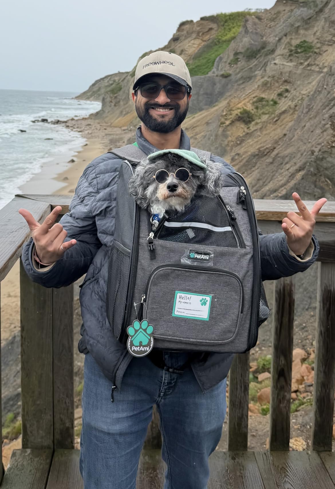 PetAmi Dog Backpack Carrier for Small Medium Dogs Large Cats up to 18 lbs, 2 Side Entry, Structured No-Collapse Frame, Airline Approved Ventilated Pet Backpack for Hiking Camping Travel Vet, Black customer photo 1
