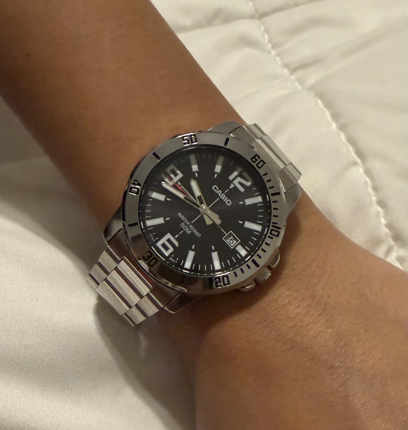 Casio MTP-VD01D-1BV Men's Enticer Stainless Steel Black Dial Casual Analog Sporty Watch, Silver, 48x42x10.7mm, Quartz Movement customer photo 2