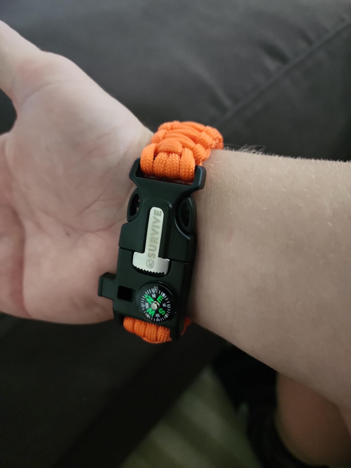 SURVIVE Paracord Bracelet, Pack of 2, Emergency Hiking Survival Kit Fire Starter Compass Whistle, 3 Wrist Sizes: Small Medium Large, 8.5-10 ft Continuous Strand Flint Steel Scraper 5 in 1 customer photo 1