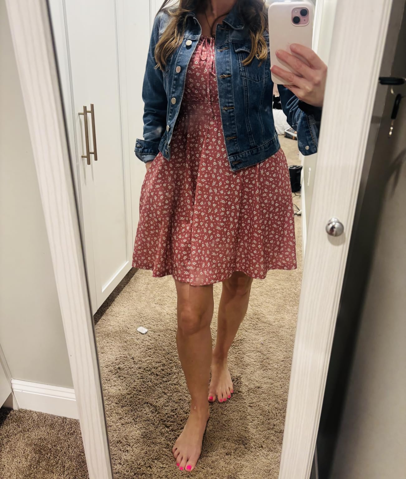 Women's Denim Jackets Cropped Long Sleeve Basic Button Down Crop Jean Shacket with Pockets customer photo 1