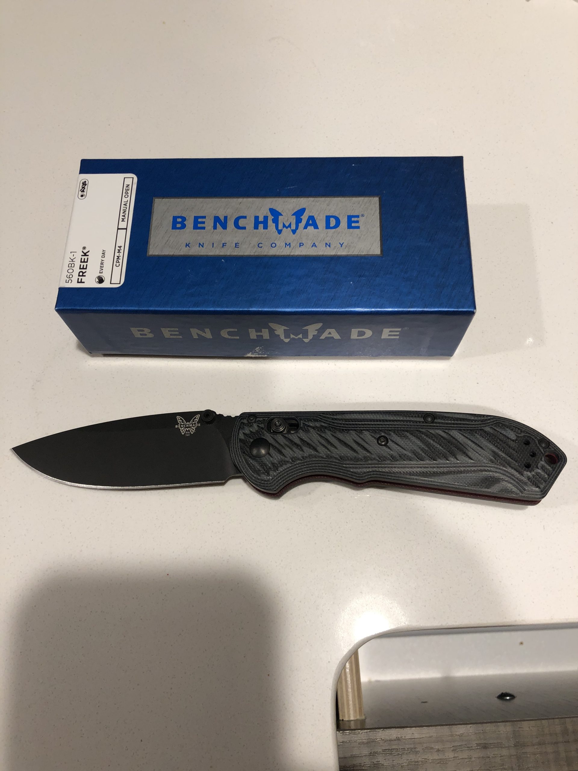 Benchmade Freek EDC Knife, M4 Steel Blade (560BK-1) | Black / Gray / Red G10 handle, Drop-Point blade customer photo 2