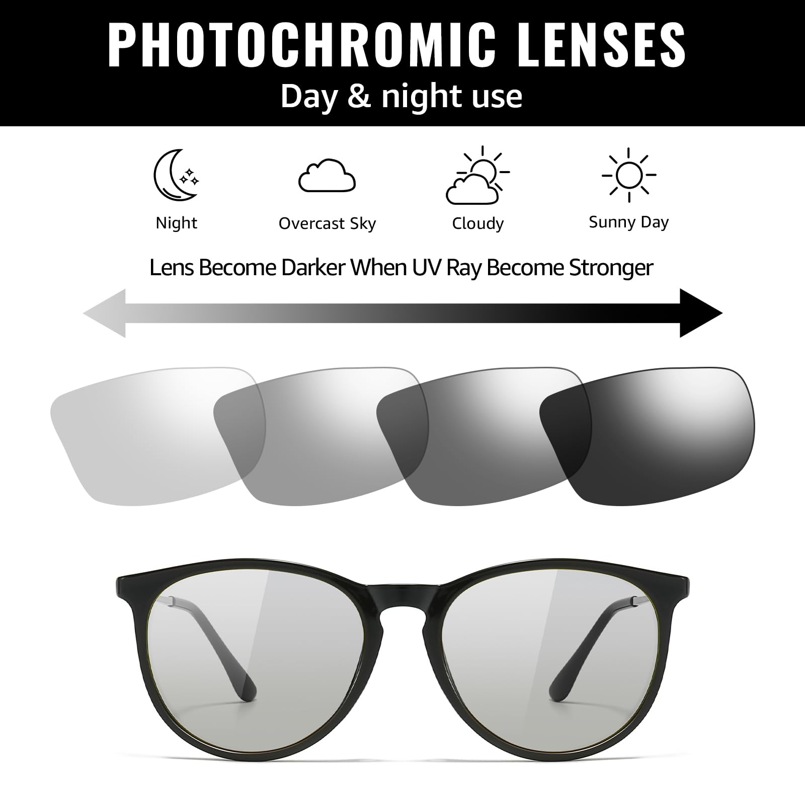 Photochromic Polarized Sunglasses for Women and Men, Anti-Glare UV400 Protection for Day & Night Driving customer photo 2