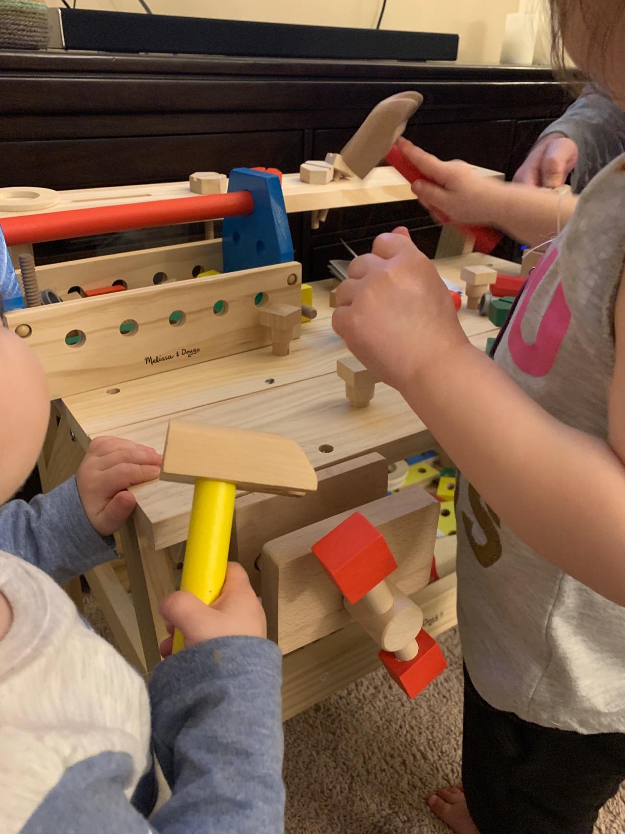 Melissa & Doug Wooden Project Workbench - Solid Wood Construction, Kid-Sized, Ages 3 to 6, Great Gift for Girls and Boys - Best for Preschoolers (SIOC Packaging) customer photo 2