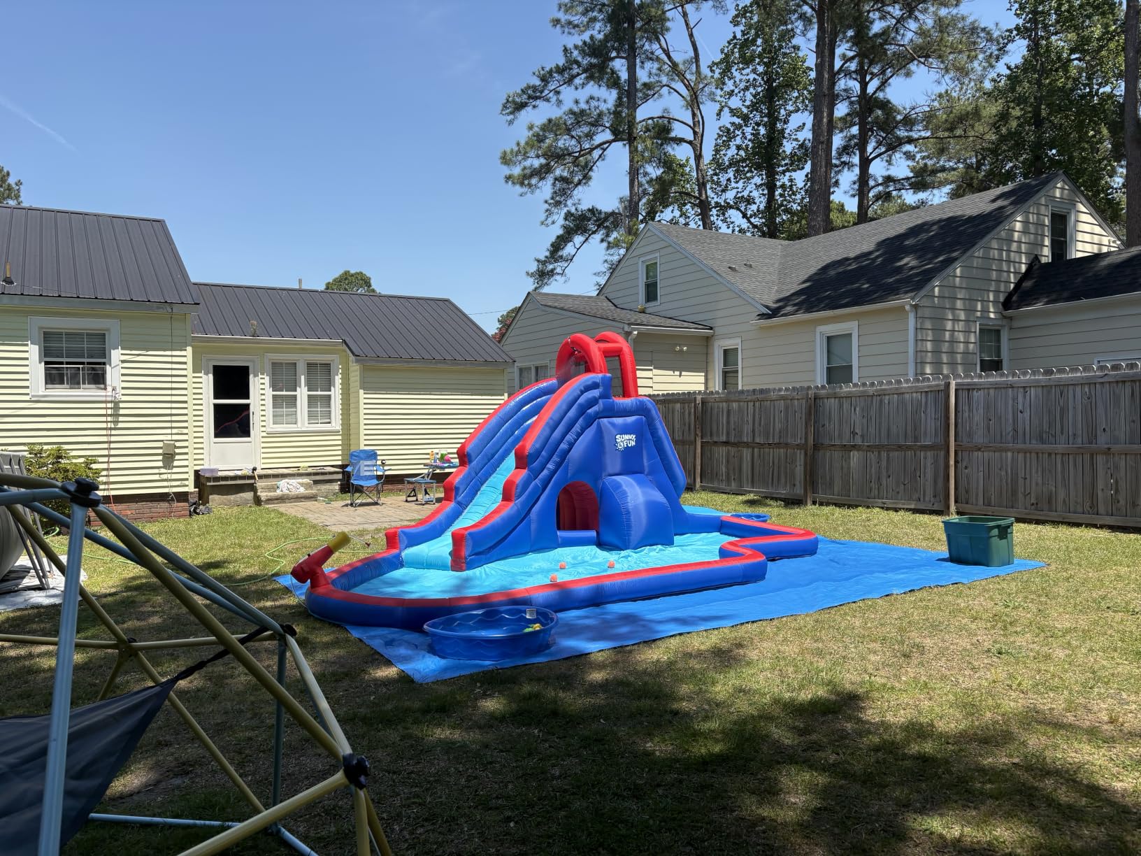Sunny & Fun Deluxe Inflatable Water Slide Park & Splash Pool with Tunnel - Heavy-Duty for Outdoor Fun - Climbing Wall - Easy to Set Up & Inflate with Included Air Pump & Carrying Case customer photo 1