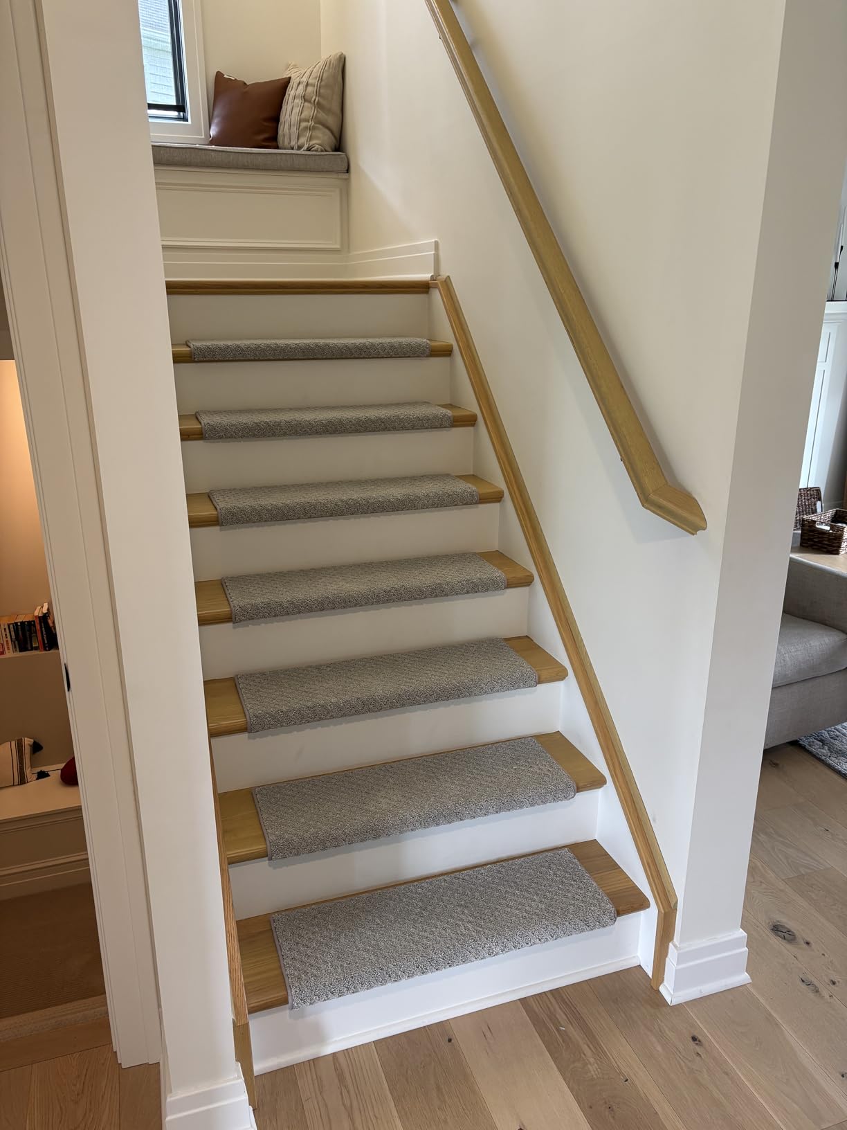 Oak Valley Designs Rounded Bullnose Carpet Stair Treads - Anti Slip Indoor Stair Mats for Wooden Stairs, Style: Bayside Charm, Wood Grain 27
