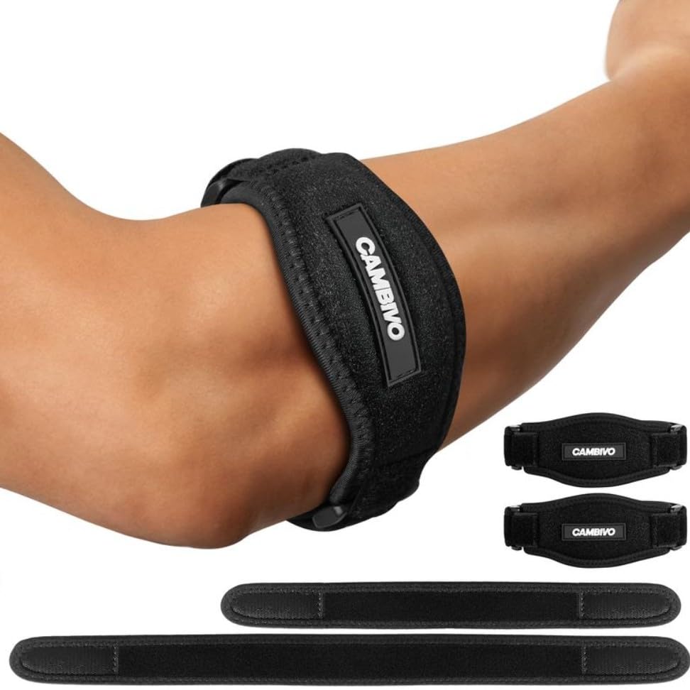 CAMBIVO 2 Pack Tennis Elbow Brace Strap for Tendonitis | EVA Compression Pad, Adjustable Strap customer photo 1