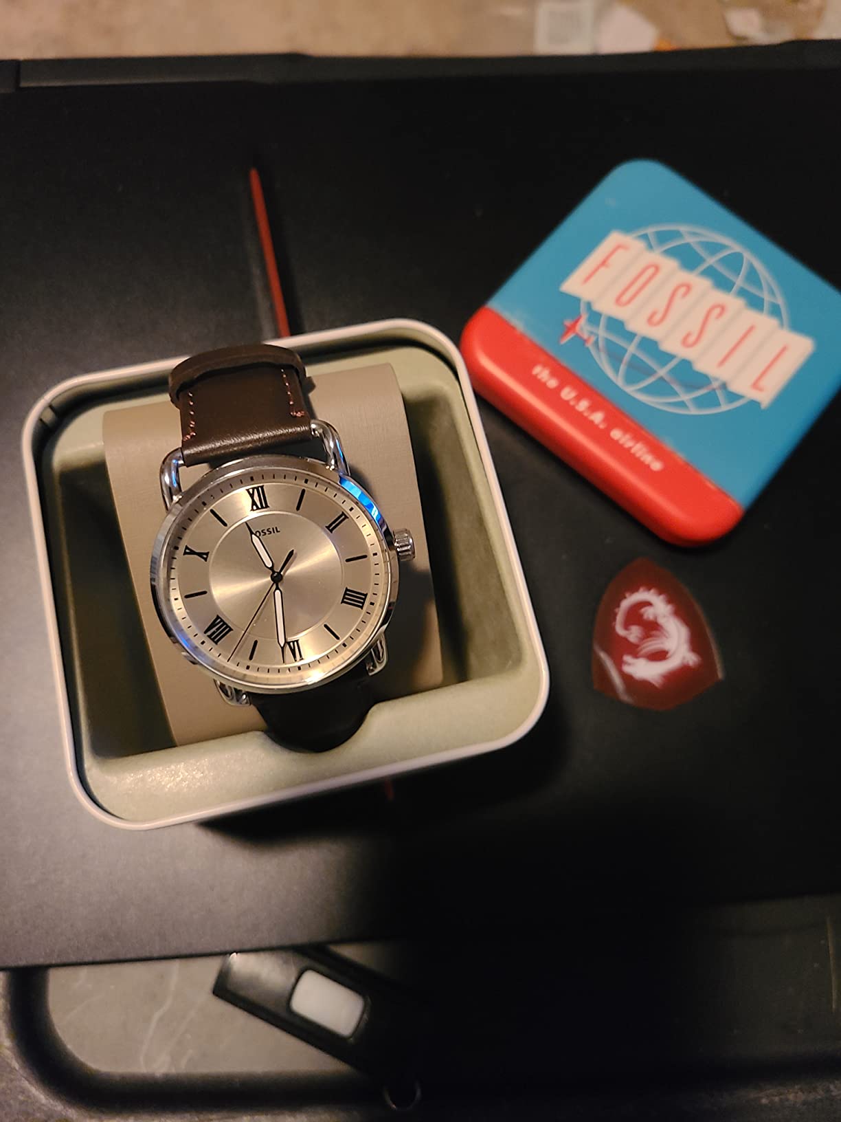 Fossil Men's Copeland Quartz Stainless Steel and Leather Three-Hand Watch for Men customer photo 2