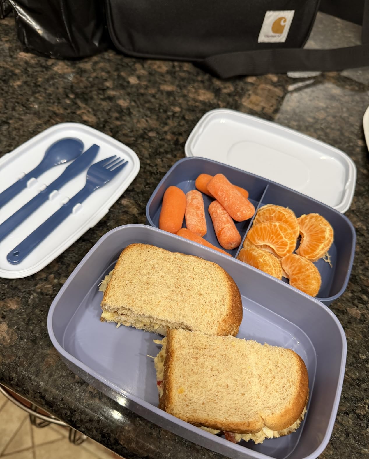 Bentgo Classic - Adult Bento Box, Stackable 3-Compartment Lunch Box with Removable Utensil Set and Sealing Strap, BPA-Free, Food Container Ideal for Meal Prep, Work, and On the Go (Khaki Green) customer photo 2