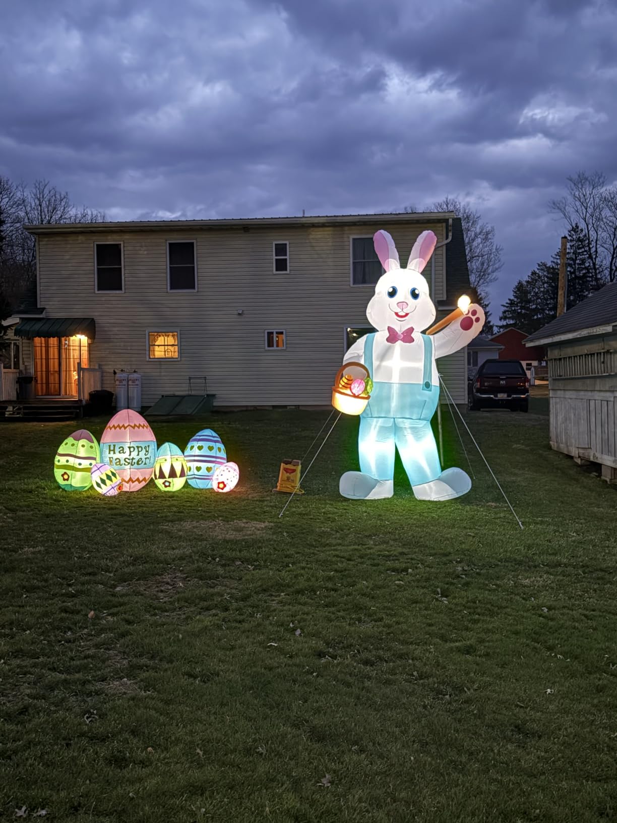SEASONBLOW 8 Ft LED Light Up Inflatable Easter Eggs Decoration for Indoor Outdoor Home Yard Lawn Decor customer photo 1