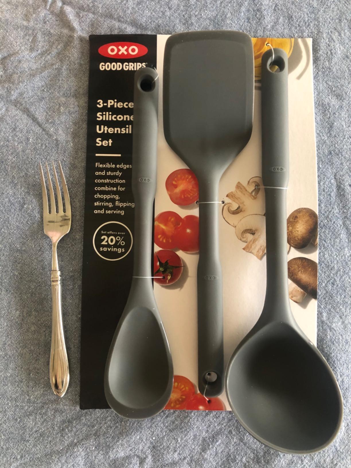 OXO Good Grips 3-Piece Silicone Utensil Set, Gray customer photo 1