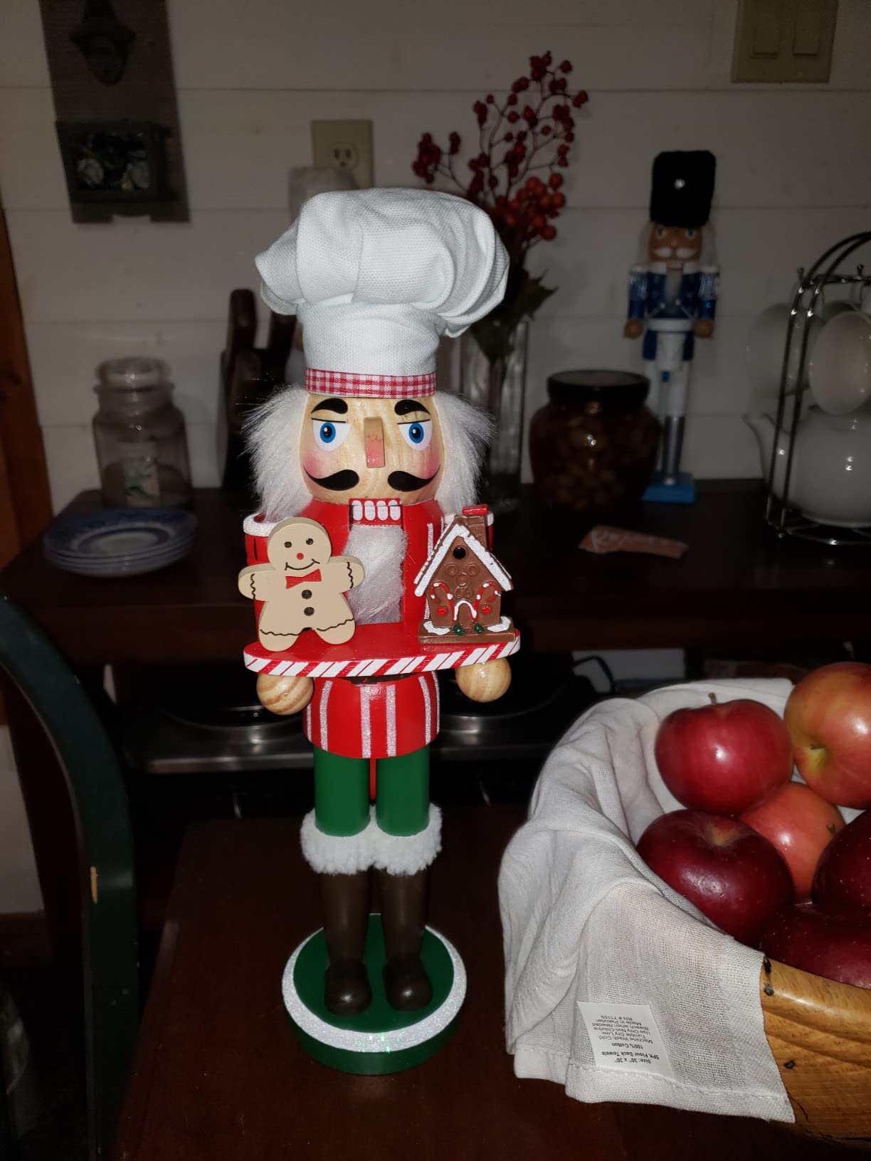 Ornativity Christmas Chef Nutcracker Figure - Wooden Chef Hat with Gingerbread Man 15