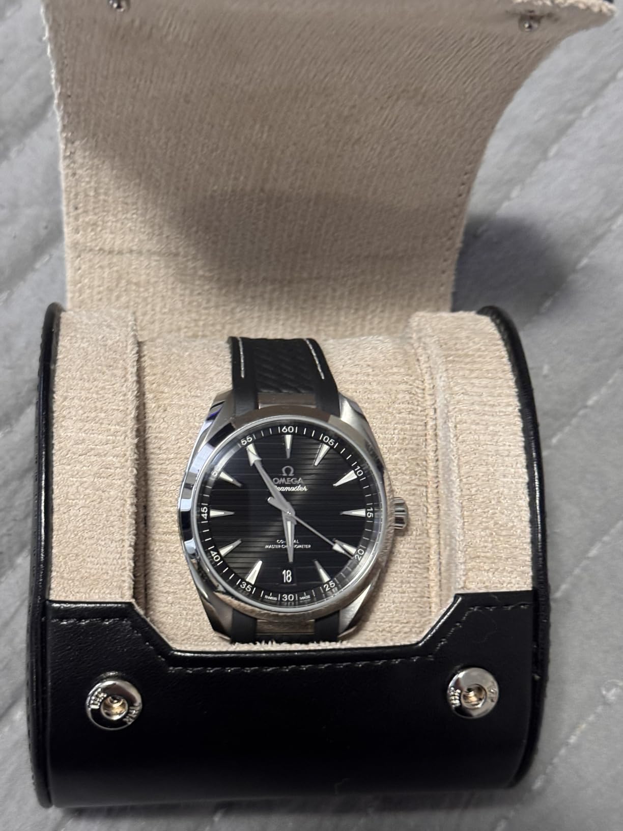 Watch Roll Case Organizer - Watch Travel Case for Men and Women - 3 Watch Carrying Case and Display - Jade Black with Mahogany Brown Interior Vegan Leather customer photo 2