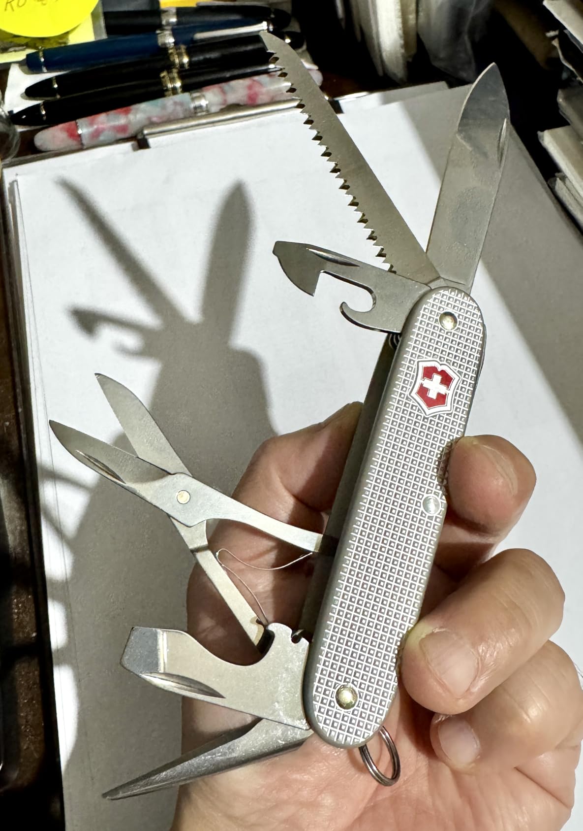 Farmer X Alox Swiss Army Knife - 10 Function Pocket Tool, Silver | Swiss Made Stainless Steel Multi-Tool with Wood Saw, Scissors, Large Blade, Reamer, Bottle Opener and Durable Alox Scales customer photo 1