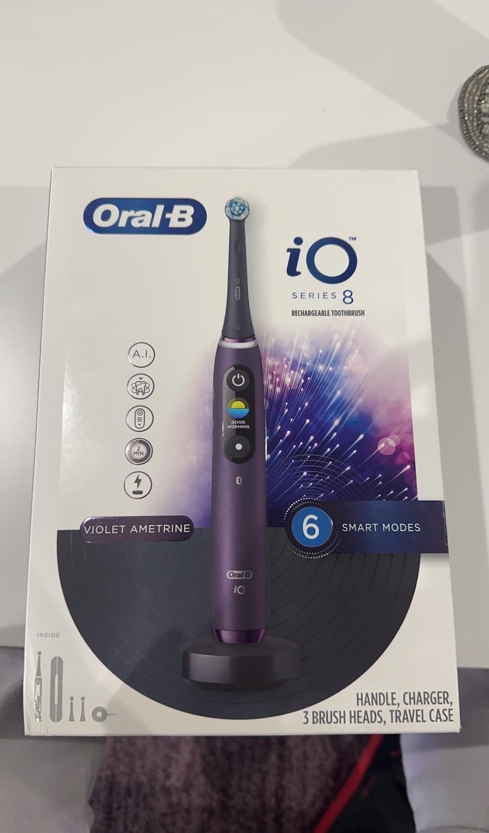 Oral-B iO Series 8 Electric Toothbrush with 2 Replacement Brush Heads and Travel Case, Rechargeable Toothbrush, Black Onyx customer photo 1