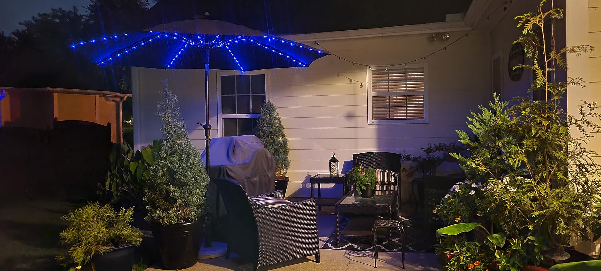 Patio Umbrella String Lights, 104 Bright LEDs 12 Modes USB Battery Operated Cordless Umbrella Light, Remote Control Waterproof Outdoor Pole Lights for Patio Umbrellas Camping Tents customer photo 2