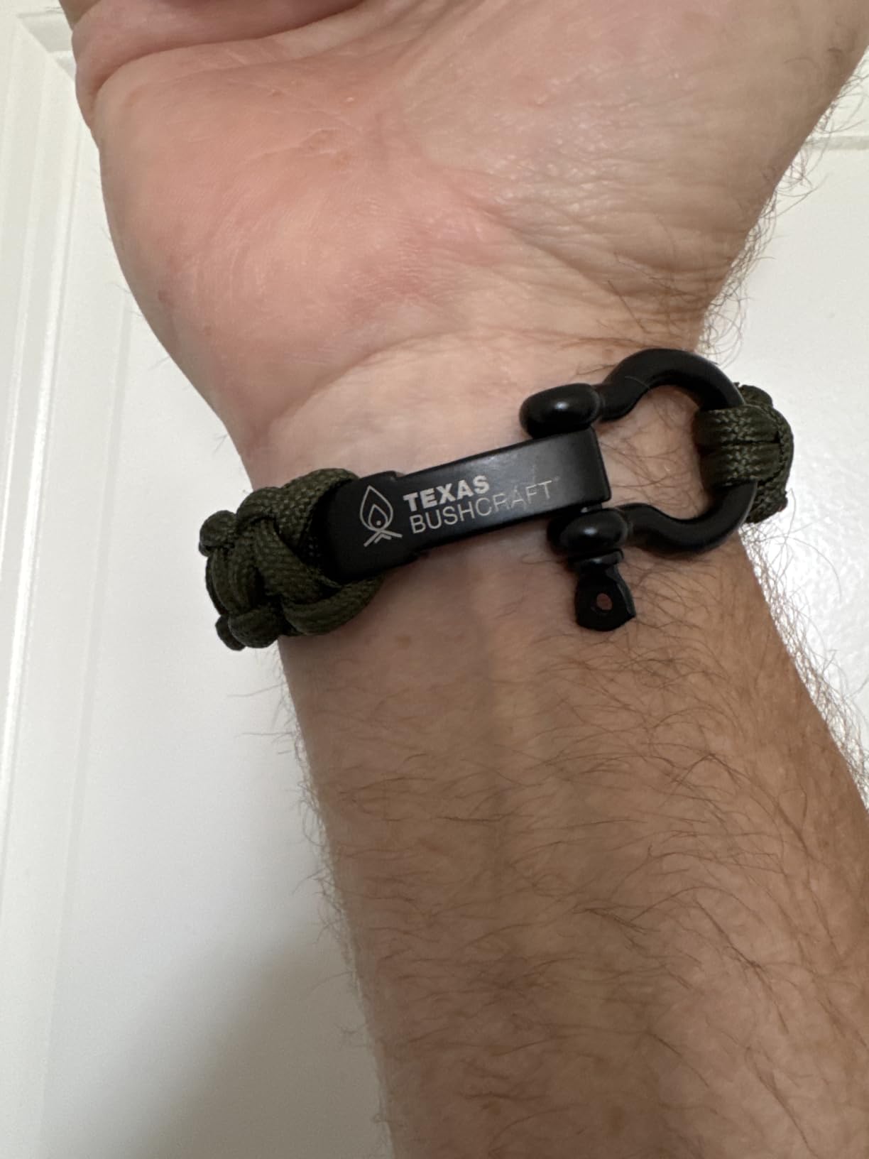 Texas Bushcraft Firecraft Cord Survival Bracelet - Paracord Bracelet with Bow Shackle for Camping and Emergency - 3 Extra Strands Include Wax Thread, Tinder, and Fishing Line customer photo 1