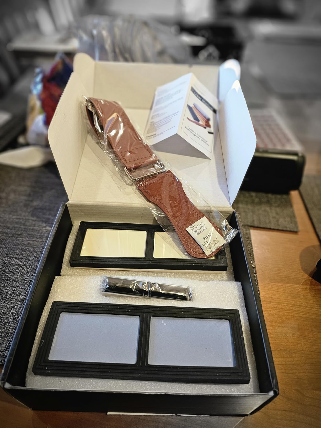 Complete Knife Sharpening Stone Set - Dual Grit Whetstone 400/1000 3000/8000 Knife Sharpener with Leather Strop, Flattening Stone, Bamboo Base, 3 Non-slip Rubber Bases & Angle Guide customer photo 2