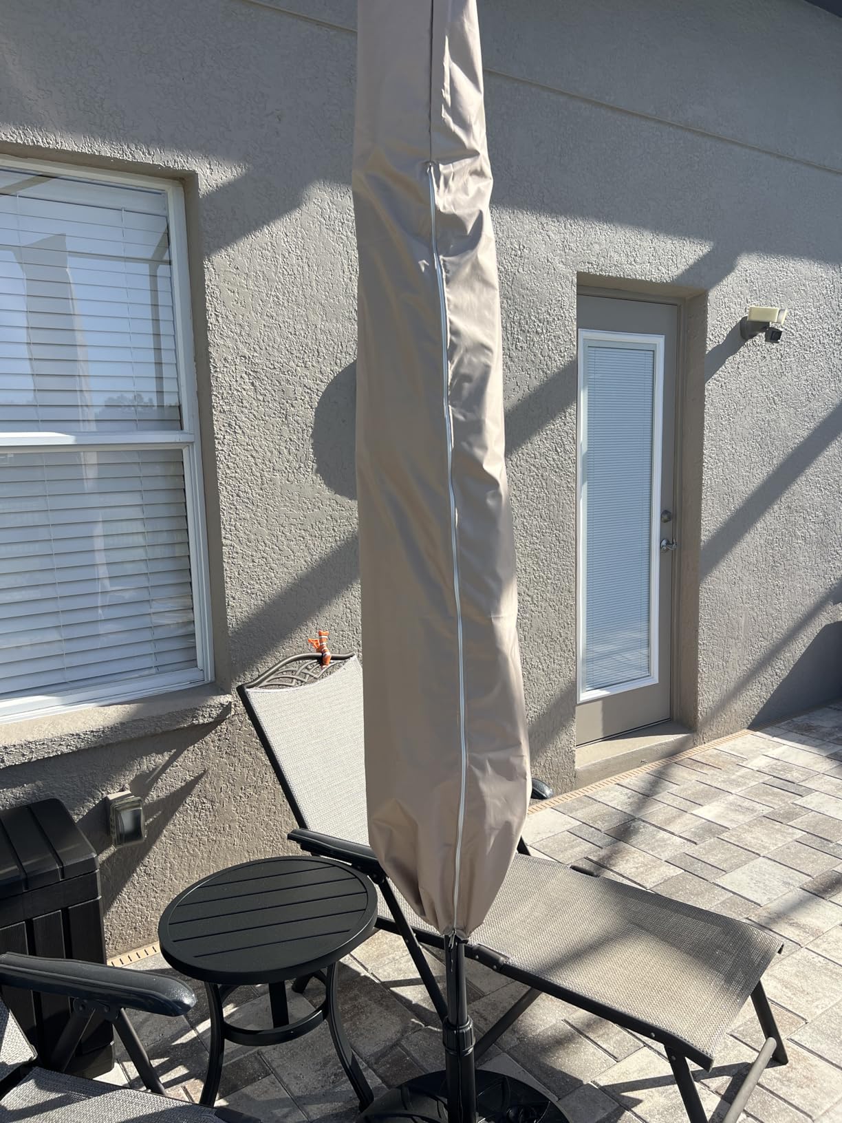 OKPOW Umbrella Cover 420D Oxford Fabric Patio Umbrella Covers Waterproof with Zip, for 9ft to 12ft Garden Outdoor Umbrella (Khaki) customer photo 2