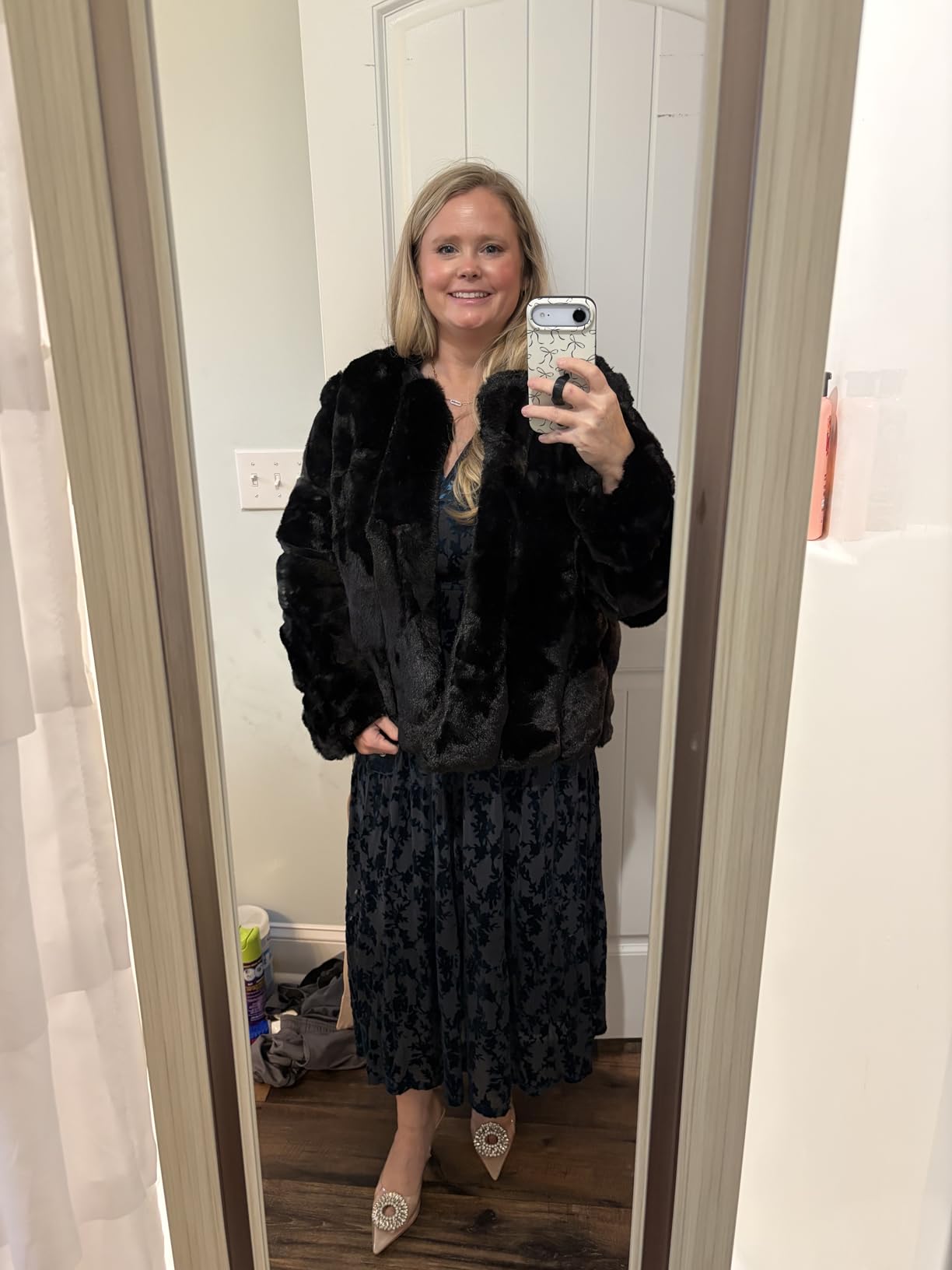 BerryGo Women's Long Sleeve Open Front Fuzzy Faux Fur Coat customer photo 1