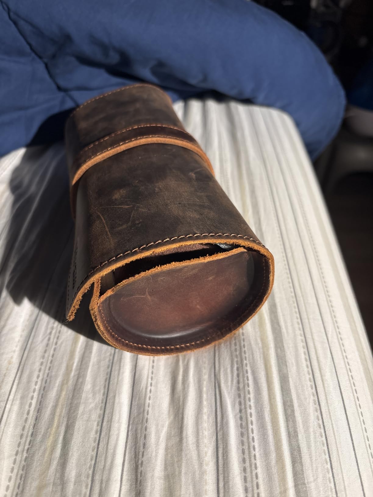 Hiram Genuine Leather Travel Watch Case Roll Organizer Classic, Leather 3-Watches Roll Case for Watches and Bracelets-Coffee customer photo 2