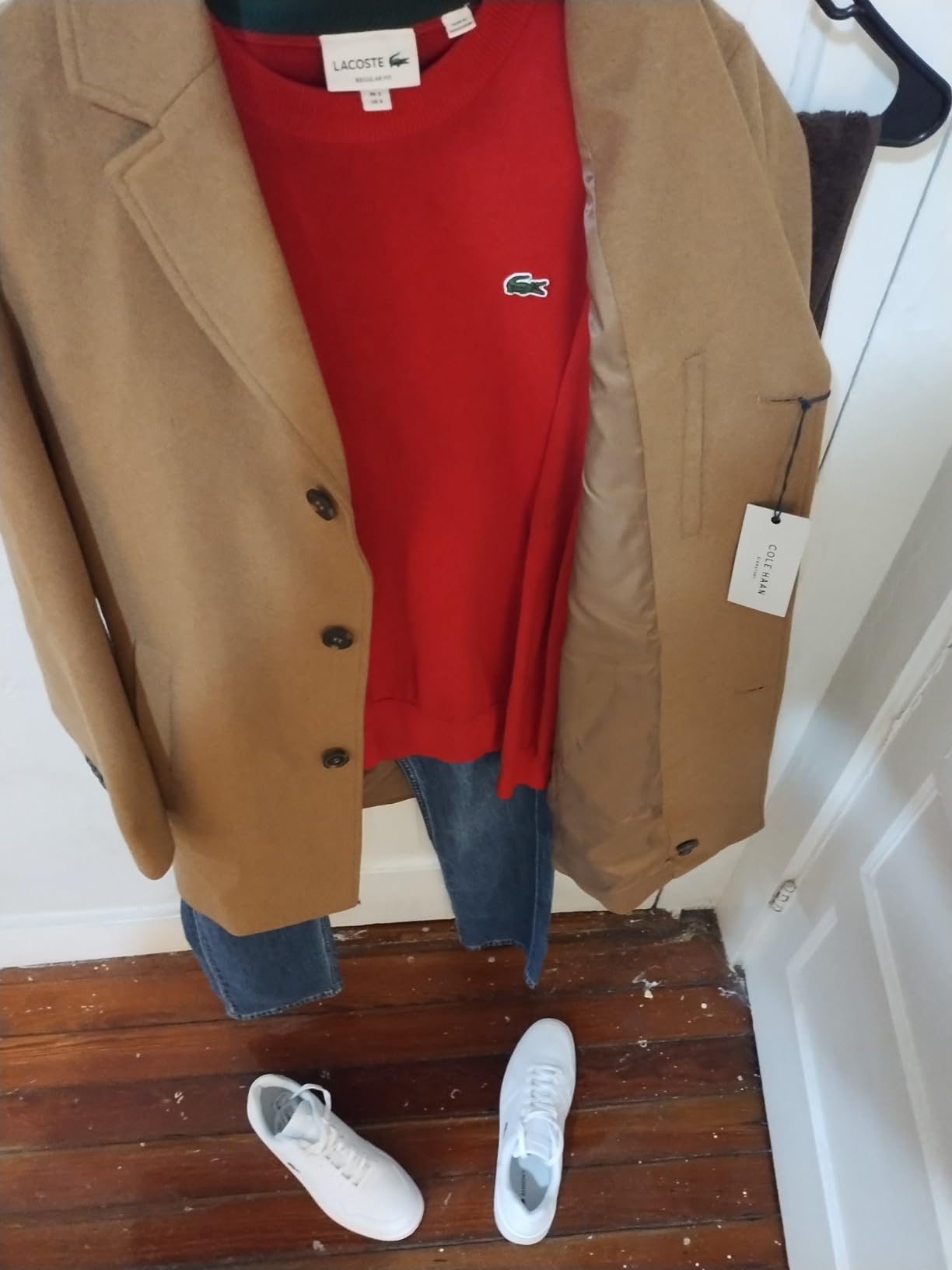 Cole Haan Men's Melton Wool Notched Collar Coat With Welt Body Pockets customer photo 1