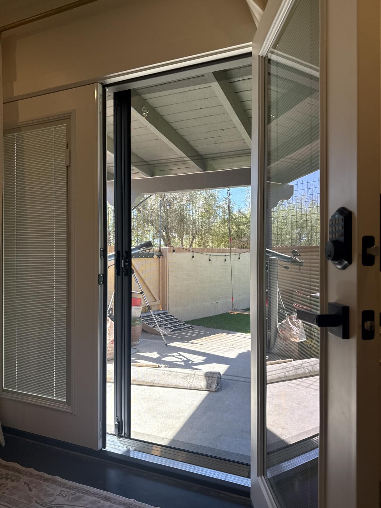 Brisa Double Black Retractable Screen Door, French Door Screen with EZ-Glide Fits 96-in to 97-in Tall x 68-in to 72-in Wide Patio Doors customer photo 1