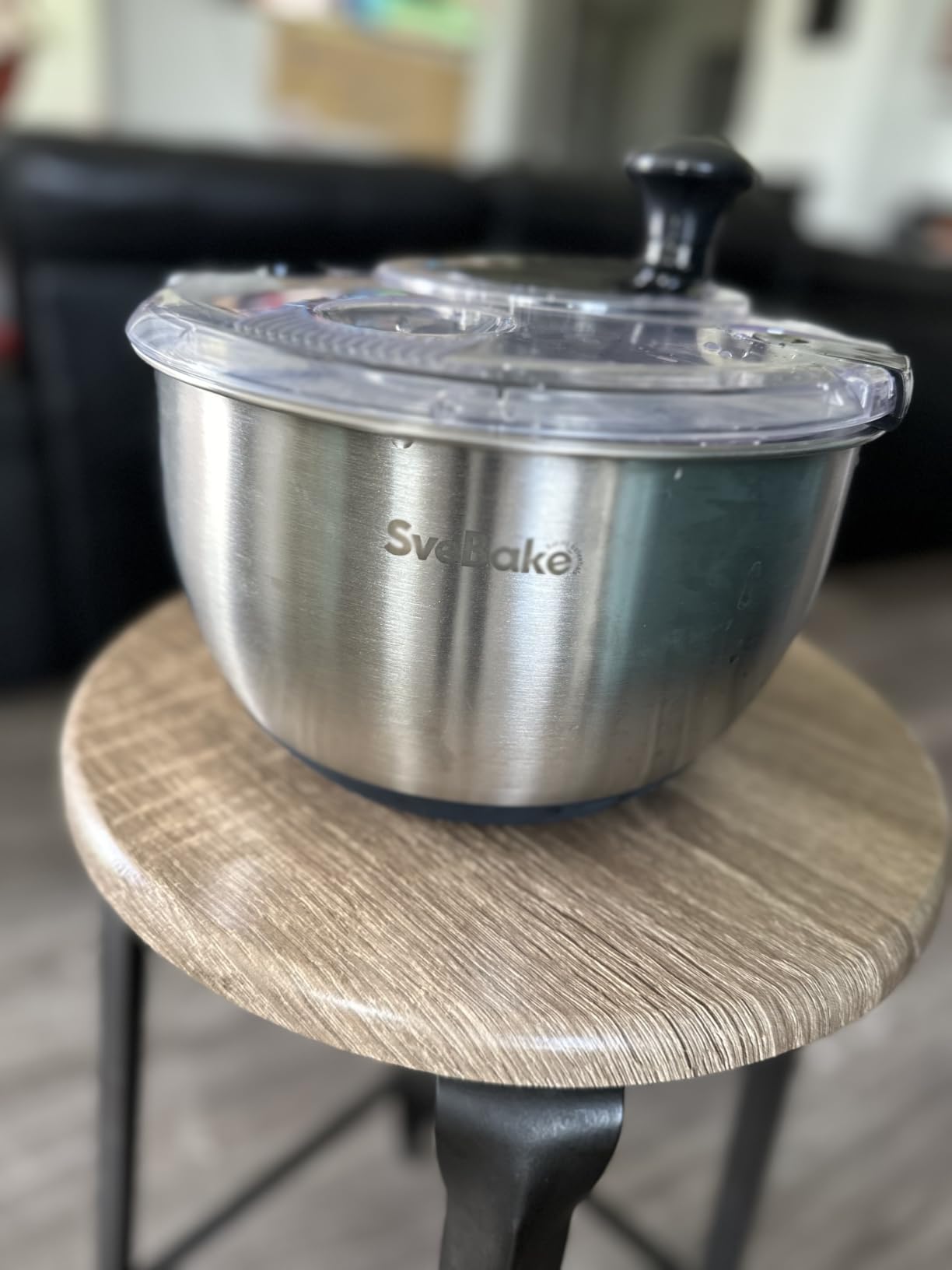 Stainless Steel Salad Spinner, 4.8 Qt Vegetable Washer, BPA-Free Lettuce Dryer with Crank Design, Easy Clean, Non-Slip Base - Transparent Lid customer photo 2