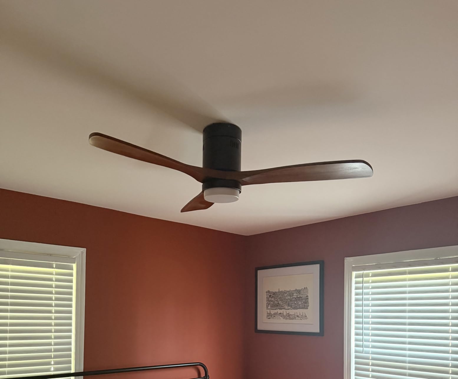 Sofucor 52 Inch Ceiling Fans with Lights and Remote, Low Profile Flush Mount Solid Wood Modern Outdoor Ceiling Fan for Bedroom/Living Room/Patio/Farmhouse, Quiet Reversible DC Motor, Dimmable LED customer photo 1