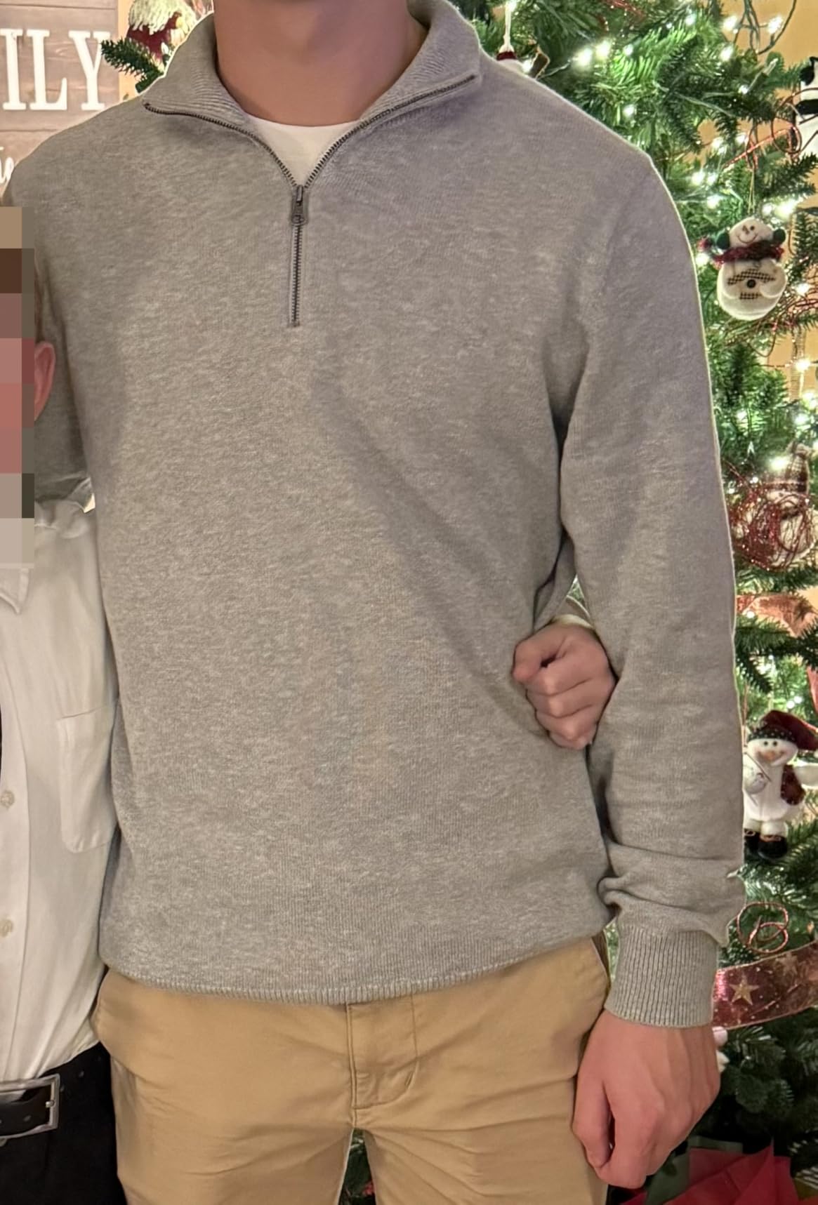 Amazon Essentials Men's 100% Cotton Quarter-Zip Mock Neck Sweater customer photo 2