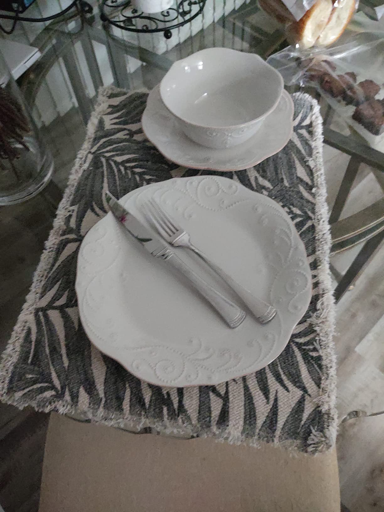 Lenox French Perle White Stoneware Dinnerware Set with All-Purpose Bowls | dishwasher safe, microwave safe | plates and bowls sets for kitchen and dining, dish set, dishes | 20oz customer photo 2