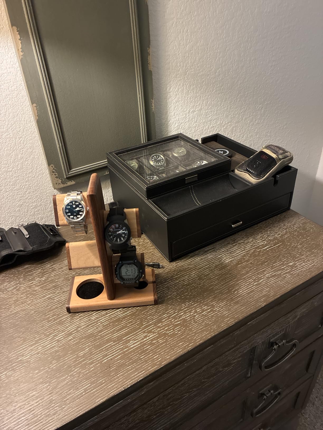 DEALS ABHANDICRAFTS - Watch Stand 5 in One Multiple Watch Display Tower for Men, Charging Station Jewelry Organizer for Rings, Coins customer photo 1