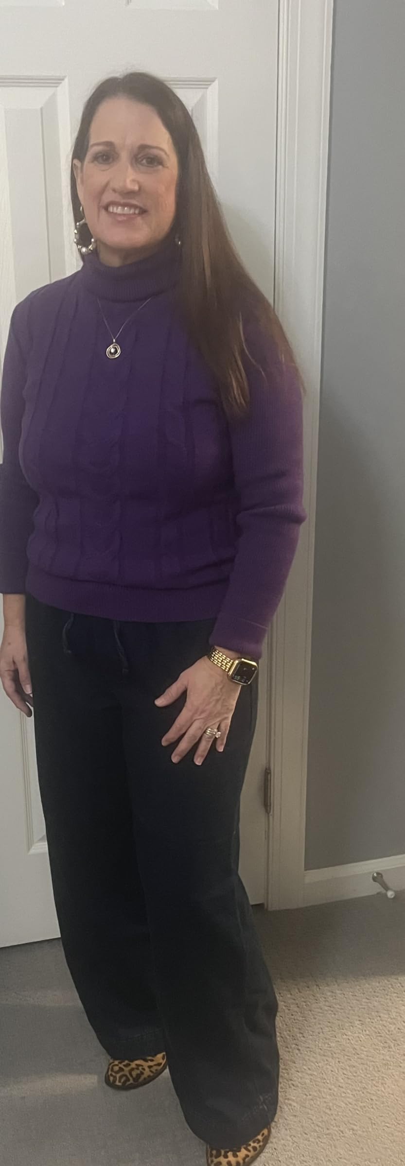 Womens' Turtleneck Long Sleeve Cable Knit Sweaters customer photo 1