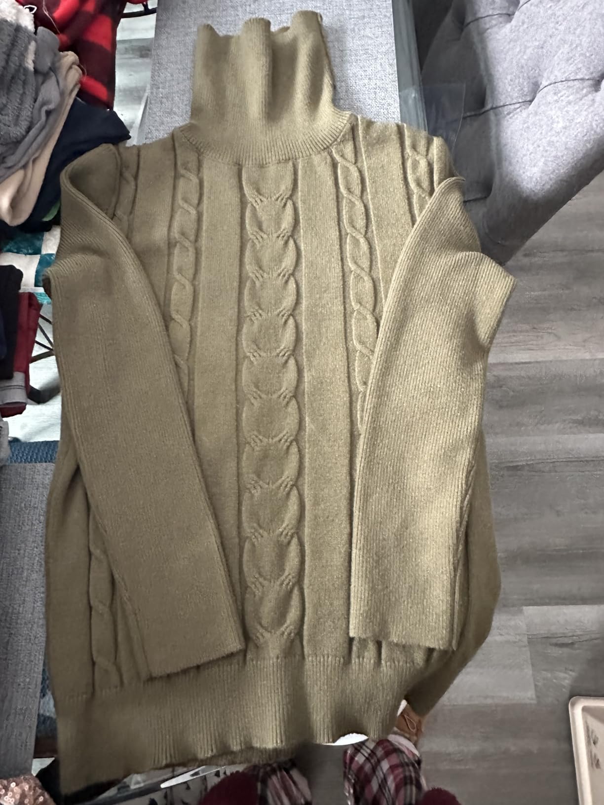 Womens' Turtleneck Long Sleeve Cable Knit Sweaters customer photo 2