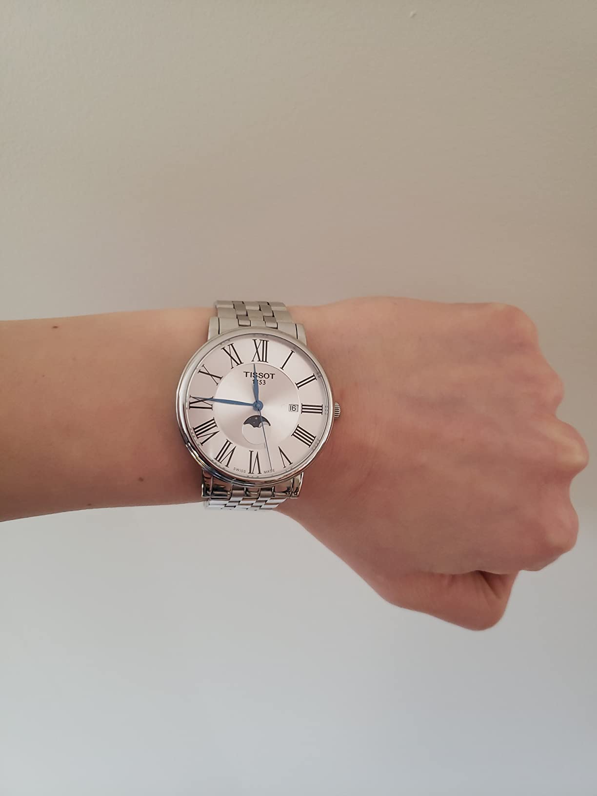 Tissot Mens Tissot Carson Premium Gent Moonphase 316L Stainless Steel case Swiss Quartz Watch, Grey, Stainless Steel, 20 (T1224231103300) customer photo 1
