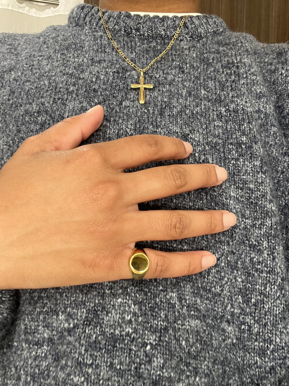 Stainless Steel Round Shape Classical Simple Plain Wedding Engagement Statement Pinky Band Signet Rings for Men Women Size 4-15 customer photo 1