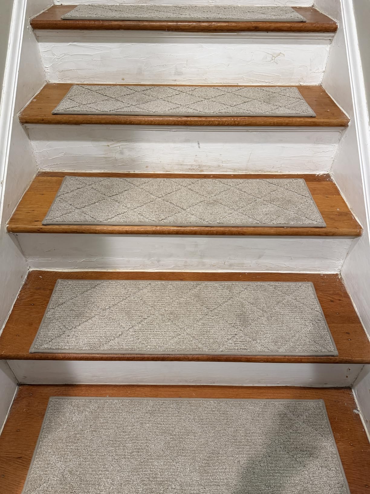 COSY HOMEER Edging Stair Treads Non-Slip Carpet Mat 28inX9in Indoor Stair Runners for Wooden Steps, Edging Stair Rugs for Kids and Dogs, 100% Polyester TPE Backing(4pc, Beige) customer photo 1